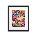 The Feminist, Women Rights Abstract Portrait Eclectic Painting, Modern Bohemian Brown Woman Nude Colorful Framed Art Print Gallery Image 5