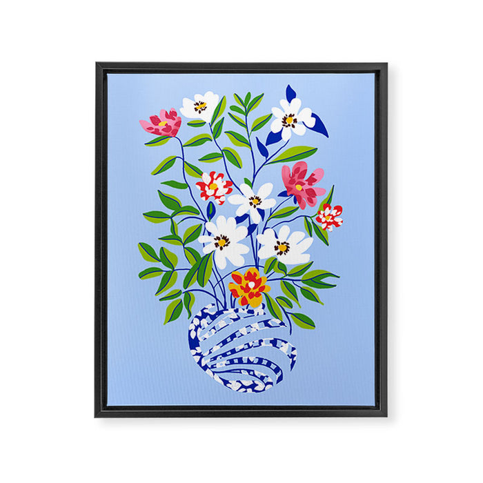 The Floopy Planter, Abstract Flower Pot Illustration, Pop Bohemian Eclectic Botanical, Flower Colorful Blossom Framed Canvas Print Gallery Image 1