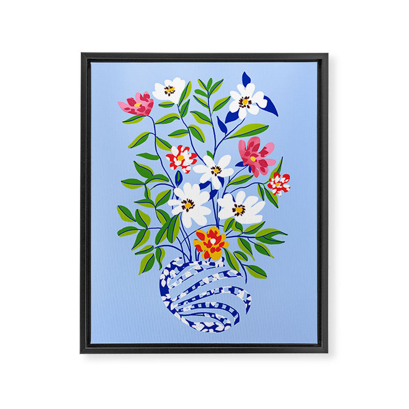 The Floopy Planter, Abstract Flower Pot Illustration, Pop Bohemian Eclectic Botanical, Flower Colorful Blossom Framed Canvas Print Gallery Image 6