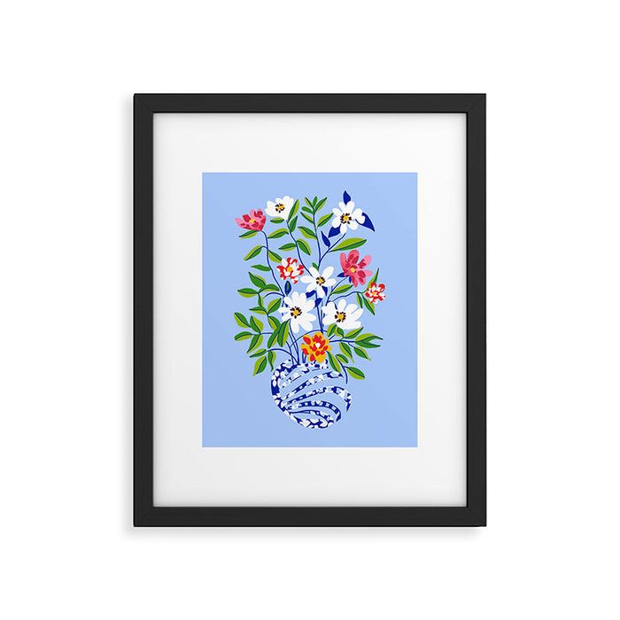 The Floopy Planter, Abstract Flower Pot Illustration, Pop Bohemian Eclectic Botanical, Flower Colorful Blossom Framed Art Print Gallery Image 1