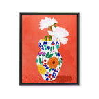 The Flowerpot, Floral Nature Watercolor Painting, Eclectic Bohemian Blossom Plants, Maximalism Contemporary Boho Framed Canvas Print Gallery Image 6