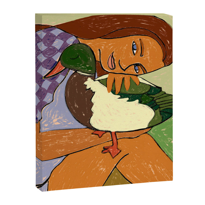 The Girl And The Green Headed Goose Canvas Print Gallery Image 1
