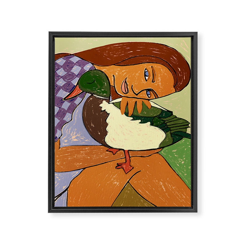 The Girl And The Green Headed Goose Framed Canvas Print Gallery Image 6