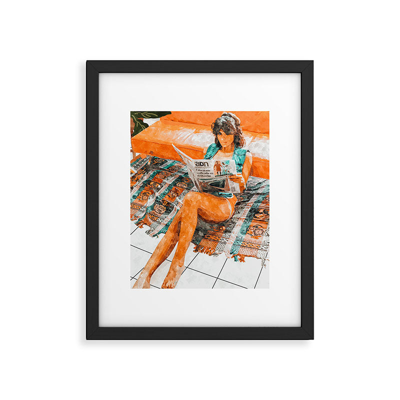 The Gossip Column | Modern Bohemian Woman Hippie Décor | Staycation Fashion Painting  Framed Art Print Gallery Image 5