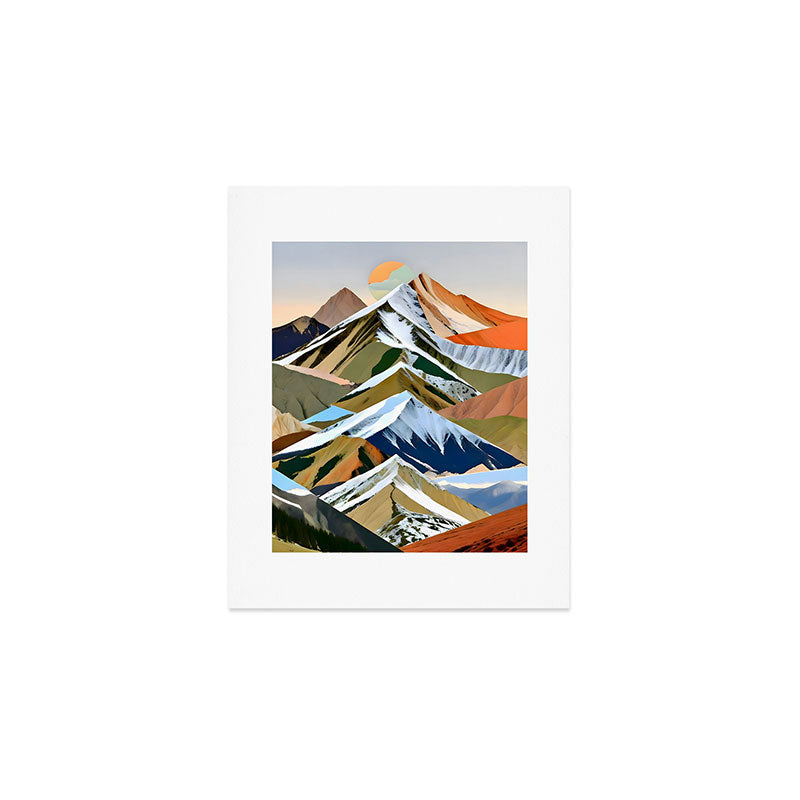 The Great Mountain Ranges, Nature Photography Collage, Digital Eclectic Geometric, Landscape Travel Contemporary Boho, Mountains Hills Adventure Art Print Gallery Image 1