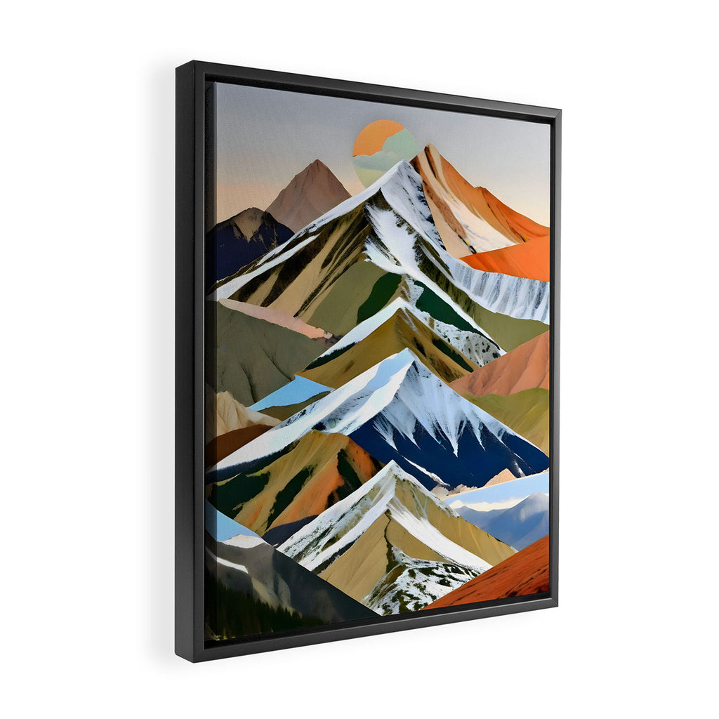 The Great Mountain Ranges, Nature Photography Collage, Digital Eclectic Geometric, Landscape Travel Contemporary Boho, Mountains Hills Adventure Framed Canvas Print Gallery Image 2