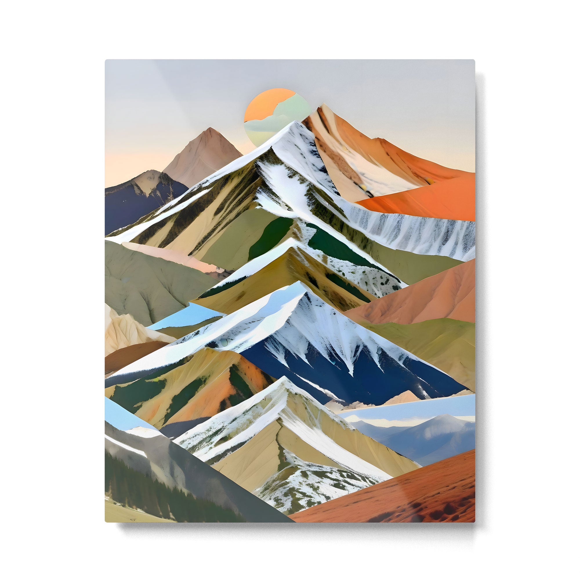 The Great Mountain Ranges, Nature Photography Collage, Digital Eclectic Geometric, Landscape Travel Contemporary Boho, Mountains Hills Adventure Metal Print Gallery Image 4