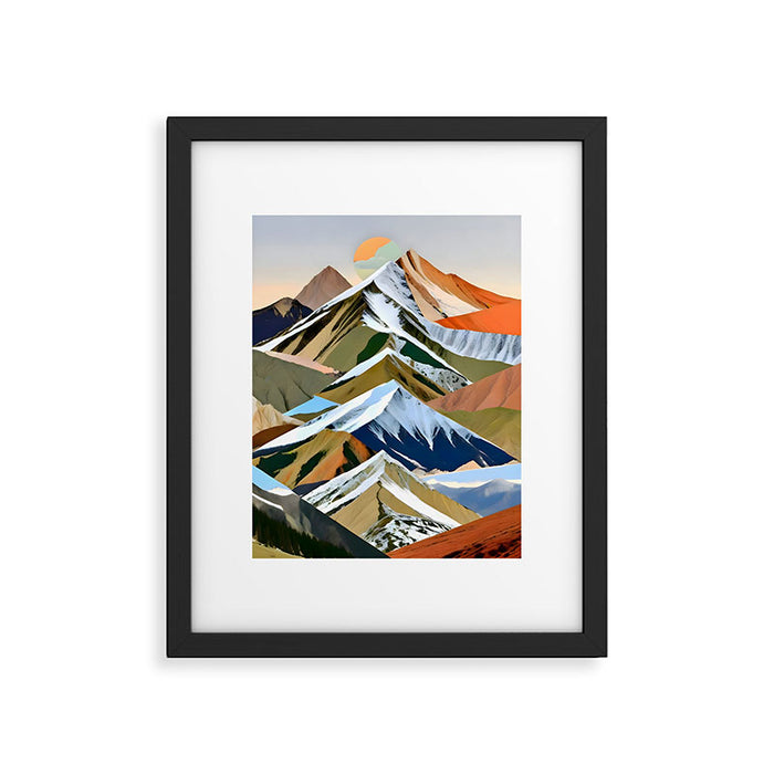 The Great Mountain Ranges, Nature Photography Collage, Digital Eclectic Geometric, Landscape Travel Contemporary Boho, Mountains Hills Adventure Framed Art Print Gallery Image 1