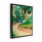 The House With The Green Door, Nature Architecture Painting, Places Stay At Home Tropical Villa Framed Canvas Print Gallery Image 2