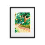 The House With The Green Door, Nature Architecture Painting, Places Stay At Home Tropical Villa Framed Art Print Gallery Image 5
