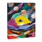 The Inner Space Landscape, Abstract Planets Painting Eclectic, Voyage Sun Moon Stars Voyage, Mountains Mars Bohemian Fantasy Canvas Print Gallery Image 6