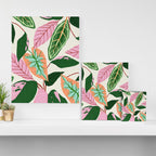 The Inseparable V.01, Nature Botanical Plants, Blush Leaves Modern Boho, Pastel Illustration Garden Canvas Print Gallery Image 3