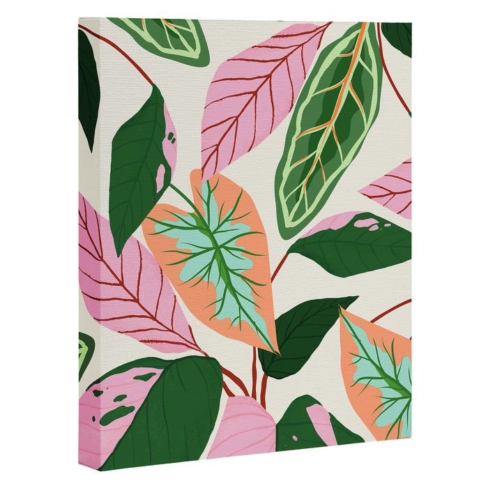 The Inseparable V.01, Nature Botanical Plants, Blush Leaves Modern Boho, Pastel Illustration Garden Canvas Print Gallery Image 1