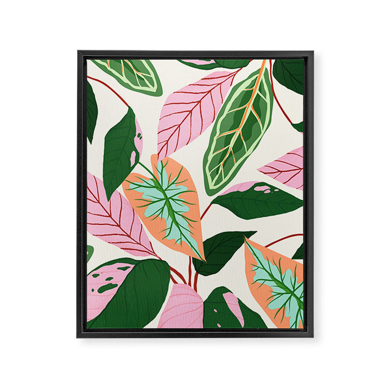 The Inseparable V.01, Nature Botanical Plants, Blush Leaves Modern Boho, Pastel Illustration Garden Framed Canvas Print Gallery Image 6