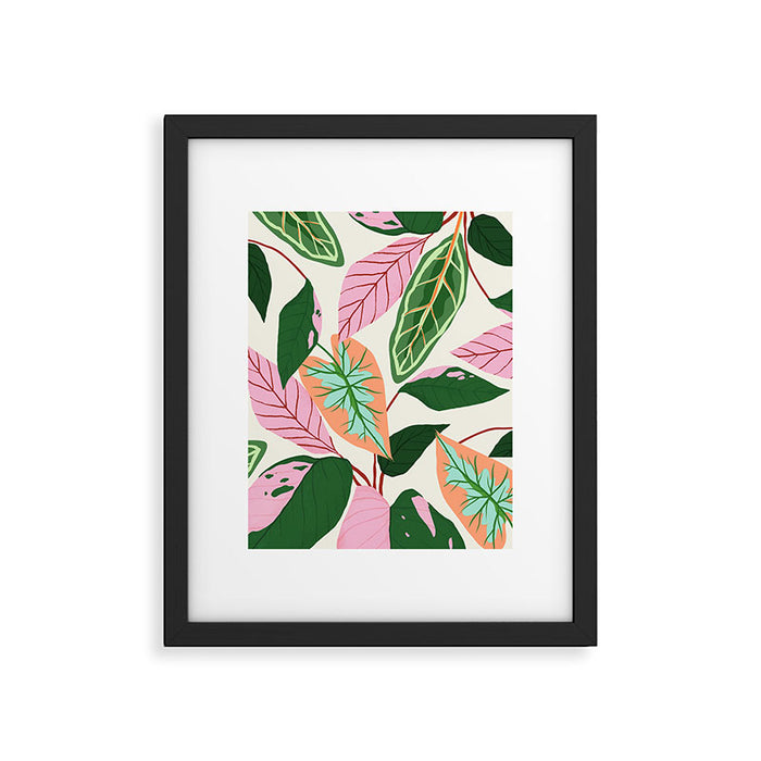 The Inseparable V.01, Nature Botanical Plants, Blush Leaves Modern Boho, Pastel Illustration Garden Framed Art Print Gallery Image 1