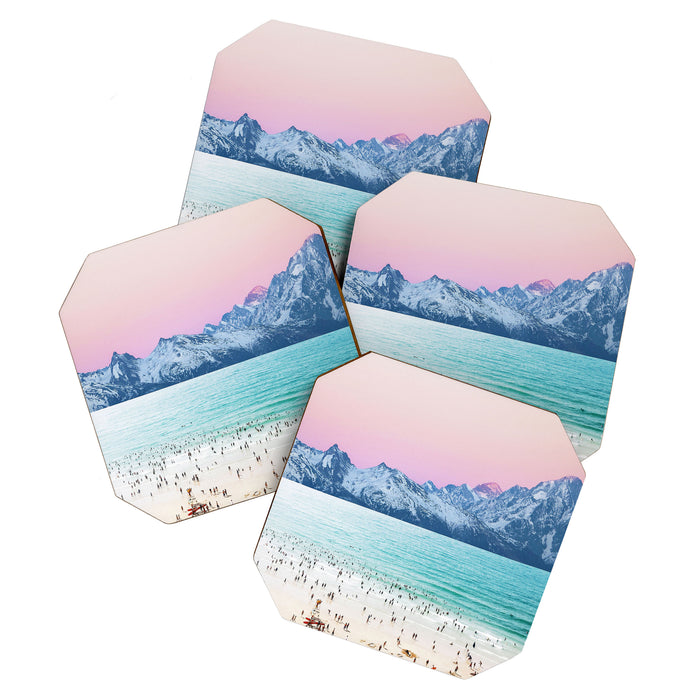 The Island, Pastel Tropical Beach, Travel Nature Landscape, Surrealism Photography Summer Coaster Gallery Image 1
