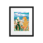 The Italian View, Woman Tiger Travel, Europe Architecture Illustration, Animals Bohemian Framed Art Print Gallery Image 5