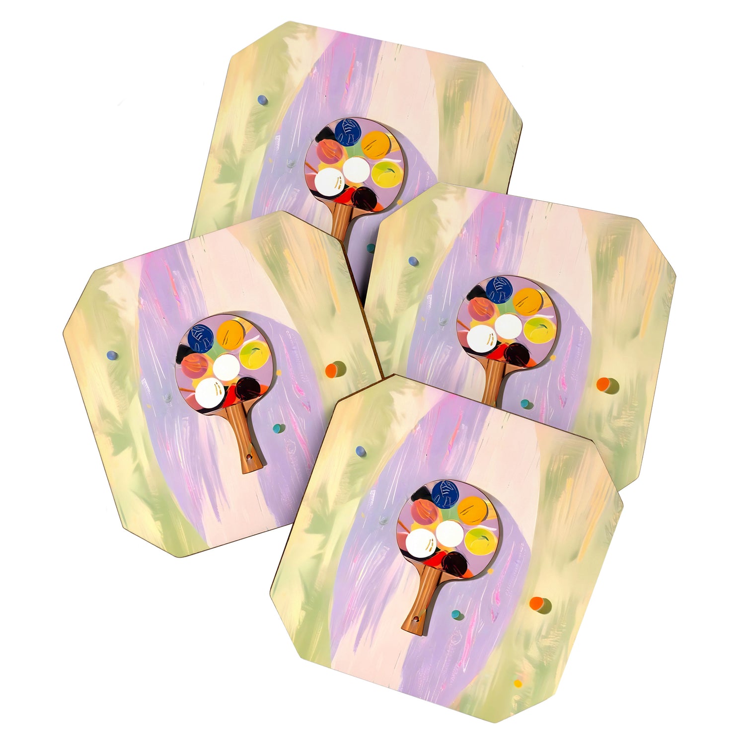 The Juggle Is Real. Ping-Pong Table Tennis Hustle, Sports Active Painting, Eclectic Bohemian Contemporary Motivation, Boss Mindset Work For Yourself Independence Illustration Coaster Gallery Image 1