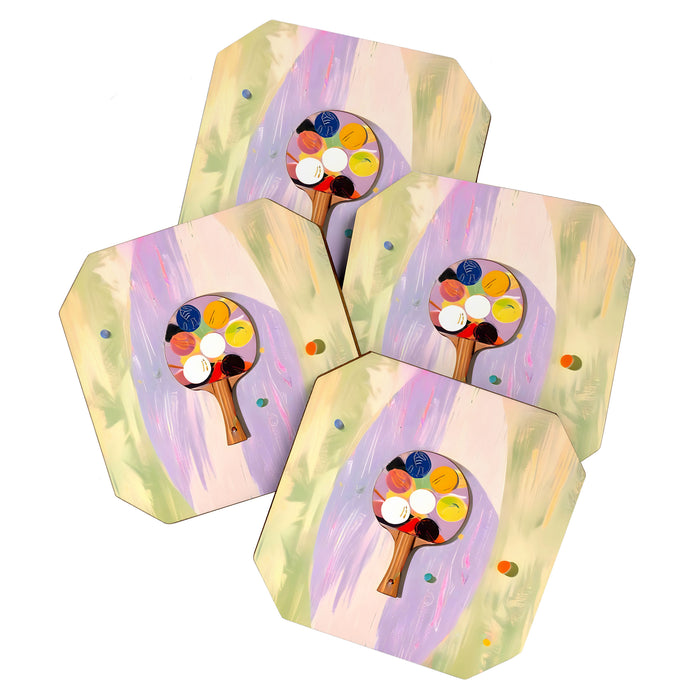 The Juggle Is Real. Ping-Pong Table Tennis Hustle, Sports Active Painting, Eclectic Bohemian Contemporary Motivation, Boss Mindset Work For Yourself Independence Illustration Coaster Gallery Image 1
