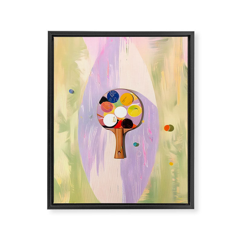 The Juggle Is Real. Ping-Pong Table Tennis Hustle, Sports Active Painting, Eclectic Bohemian Contemporary Motivation, Boss Mindset Work For Yourself Independence Illustration Framed Canvas Print Gallery Image 6