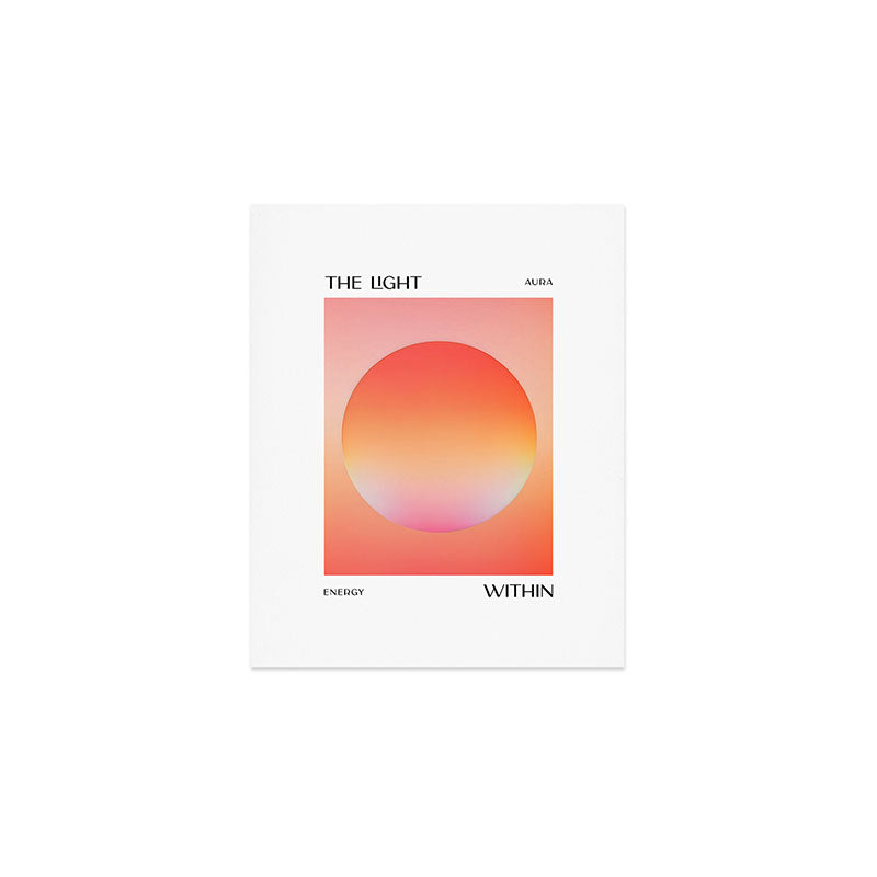 The Light Within, Spiritual Positivity Yoga Aura, Energy Soft Gradient Iridescent Glow, Mindfulness Graphic Design Motivational  Art Print Gallery Image 1