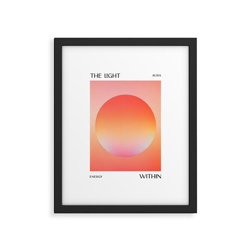 The Light Within, Spiritual Positivity Yoga Aura, Energy Soft Gradient Iridescent Glow, Mindfulness Graphic Design Motivational  Framed Art Print Gallery Image 5