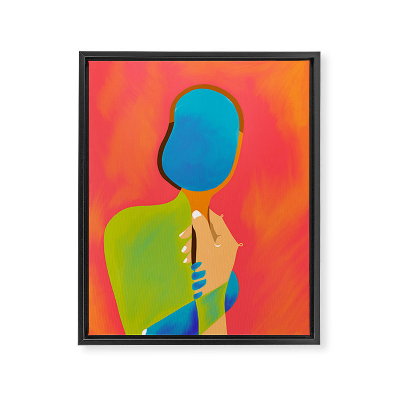 The One To Hold a Mirror Up To Me, Abstract Human Expression, Introspection Mindfulness Retrospection, Hand Body Maximalism Eclectic, Bohemian Contemporary Modern Painting Framed Canvas Print Gallery Image 6