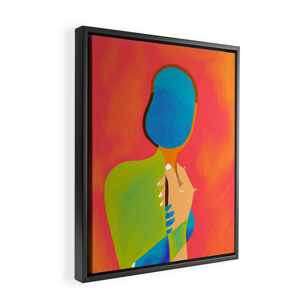 The One To Hold a Mirror Up To Me, Abstract Human Expression, Introspection Mindfulness Retrospection, Hand Body Maximalism Eclectic, Bohemian Contemporary Modern Painting Framed Canvas Print Gallery Image 2