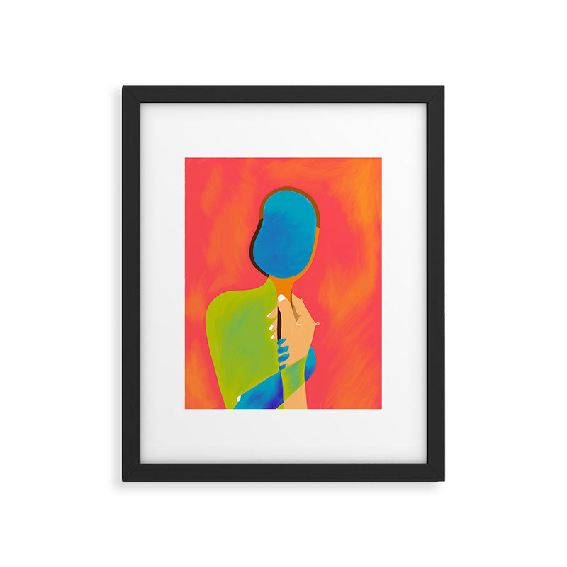 The One To Hold a Mirror Up To Me, Abstract Human Expression, Introspection Mindfulness Retrospection, Hand Body Maximalism Eclectic, Bohemian Contemporary Modern Painting Framed Art Print Gallery Image 5