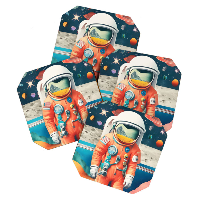 The Outsider Syndrome, Astronaut Space Travel Galaxy Surrealism, Individuality Blush Photography Plants Mars Moon Eclectic Concept Coaster Gallery Image 1