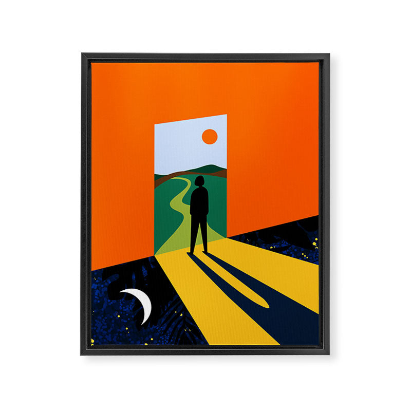 The Path Ahead, Abstract Concept Positivity Growth Mindset People, Eclectic Inspire Bohemian Contemporary Modern Pop Art Framed Canvas Print Gallery Image 6