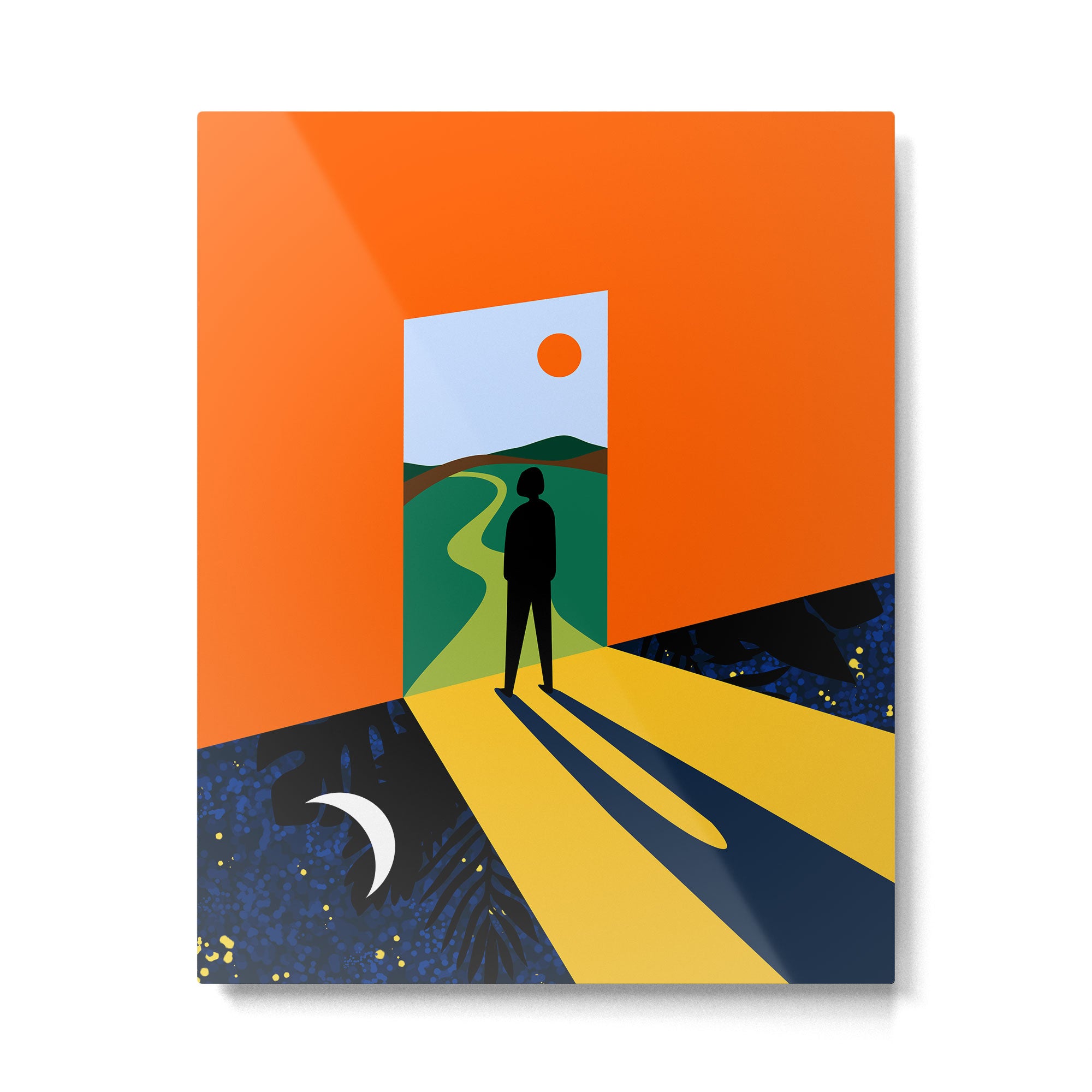 The Path Ahead, Abstract Concept Positivity Growth Mindset People, Eclectic Inspire Bohemian Contemporary Modern Pop Art Metal Print Gallery Image 4