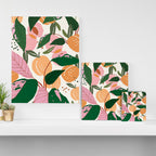 The Peach Garden , Vintage Botanical Tropical Jungle, Fruits Plants Pastel Summer Forest Canvas Print Gallery Image 3