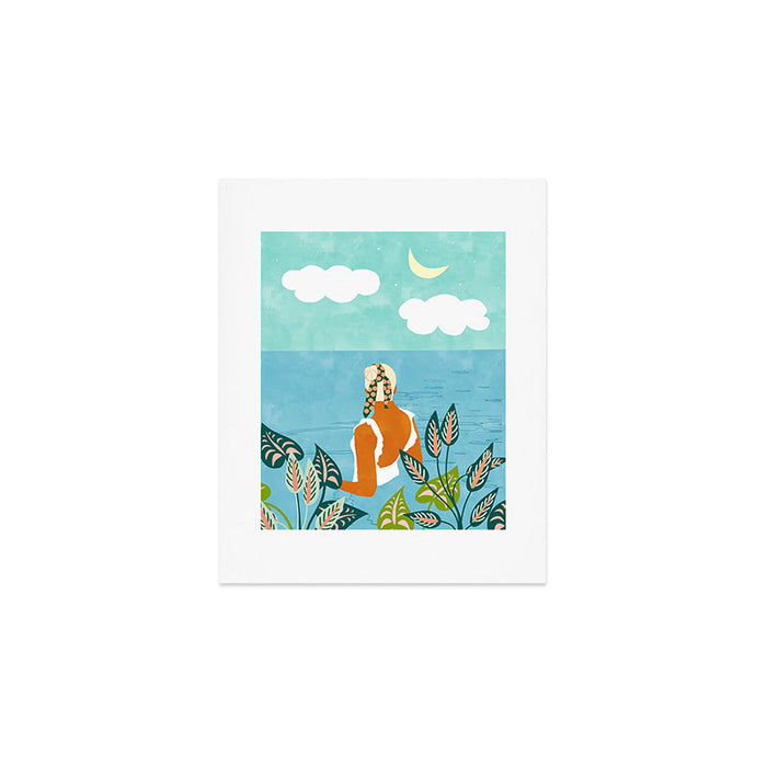 The Pursuit Of Happiness, Woman Ocean Travel Swim Illustration, Bohemian Fashion Tropical Art Print Gallery Image 1
