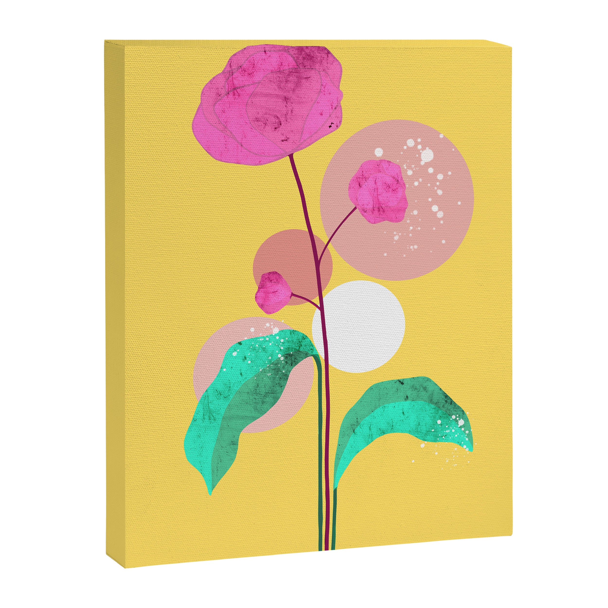 The Rare Bloom, Abstract Nature Floral Graphic, Eclectic Bohemian Modern, Pop of Color Illustration Canvas Print Gallery Image 6