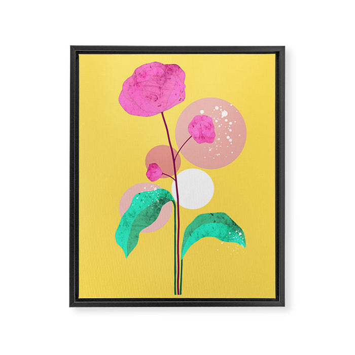 The Rare Bloom, Abstract Nature Floral Graphic, Eclectic Bohemian Modern, Pop of Color Illustration Framed Canvas Print Gallery Image 1