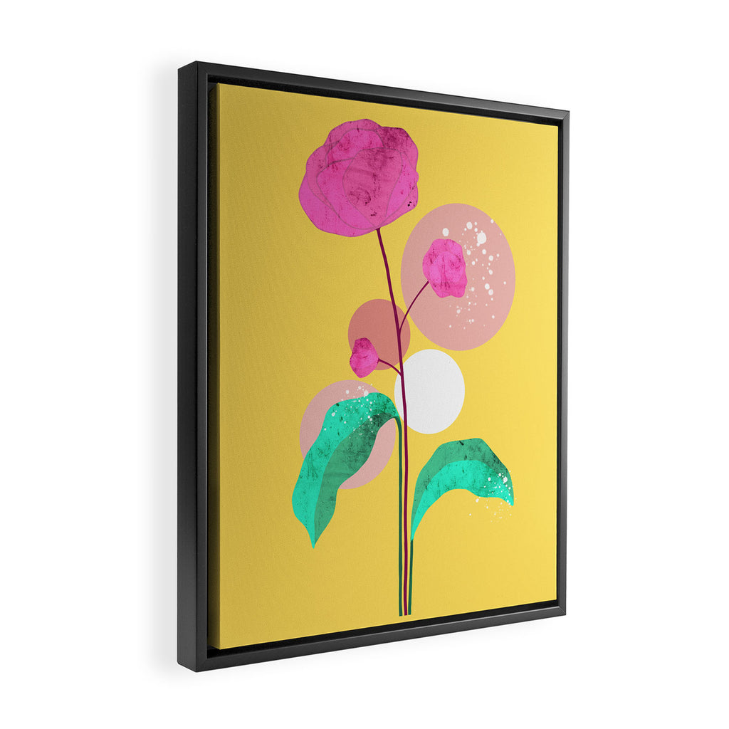 The Rare Bloom, Abstract Nature Floral Graphic, Eclectic Bohemian Modern, Pop of Color Illustration Framed Canvas Print Gallery Image 2