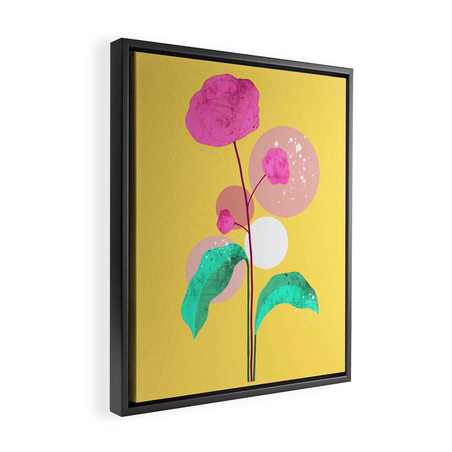 The Rare Bloom, Abstract Nature Floral Graphic, Eclectic Bohemian Modern, Pop of Color Illustration Framed Canvas Print Gallery Image 2