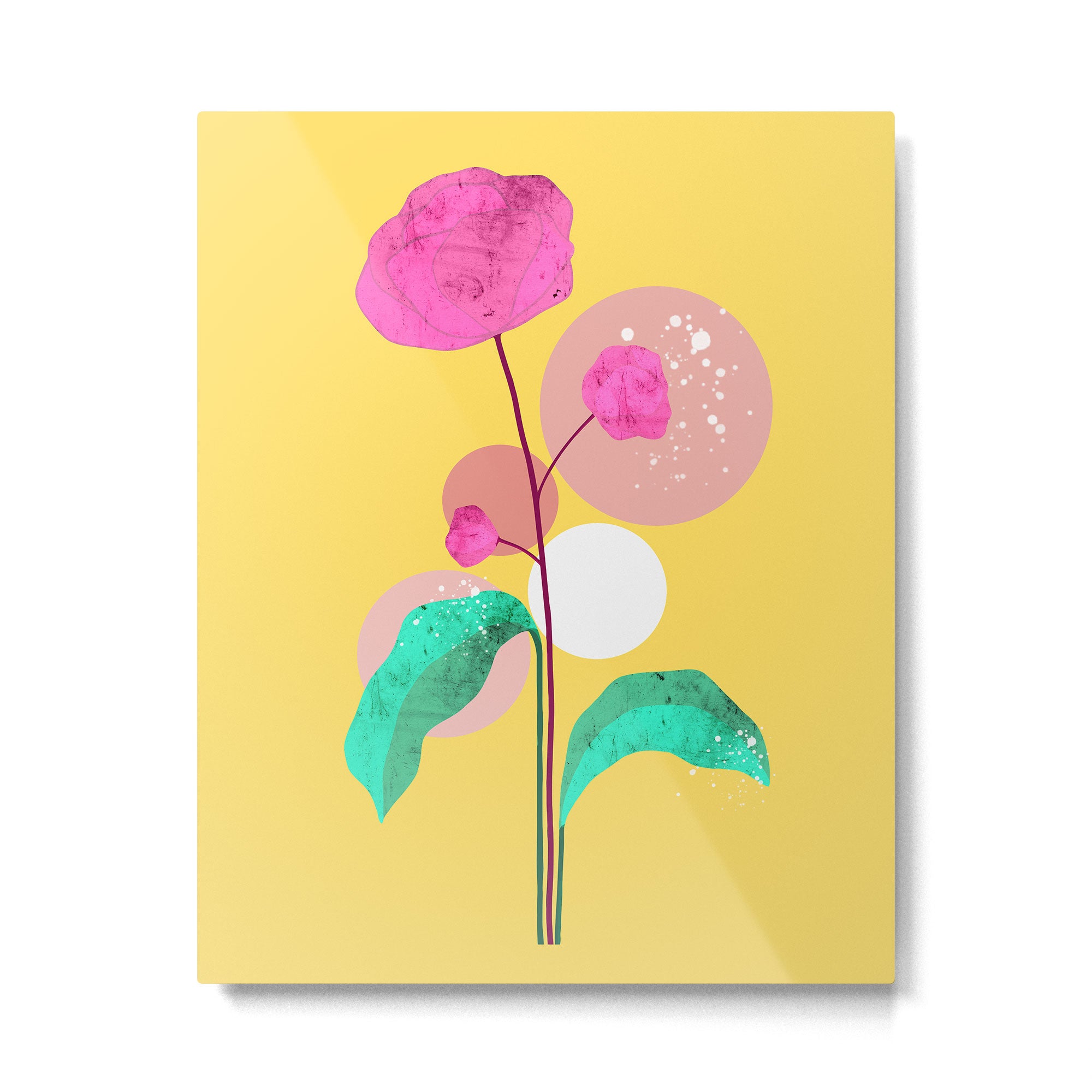 The Rare Bloom, Abstract Nature Floral Graphic, Eclectic Bohemian Modern, Pop of Color Illustration Metal Print Gallery Image 4