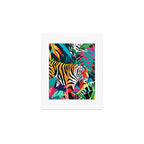 The Tigress, Fearless Wild Animal Tropical Jungle, Multicolor Cat Confidence Peaceful Calm Bohemian Eclectic Art Print Gallery Image 1