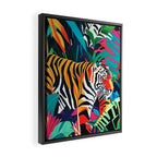 The Tigress, Fearless Wild Animal Tropical Jungle, Multicolor Cat Confidence Peaceful Calm Bohemian Eclectic Framed Canvas Print Gallery Image 2