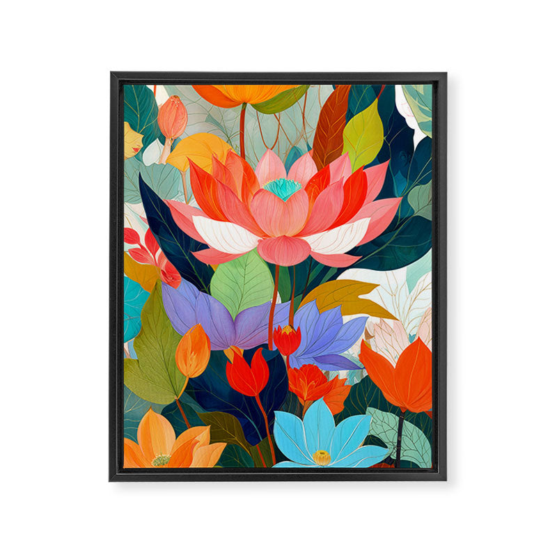 The Velvet Garden, Pastel Floral Botanical Nature, Vintage Plants Illustration Flowers, Bohemian Eclectic Blossom Bloom Meadow Painting Framed Canvas Print Gallery Image 6