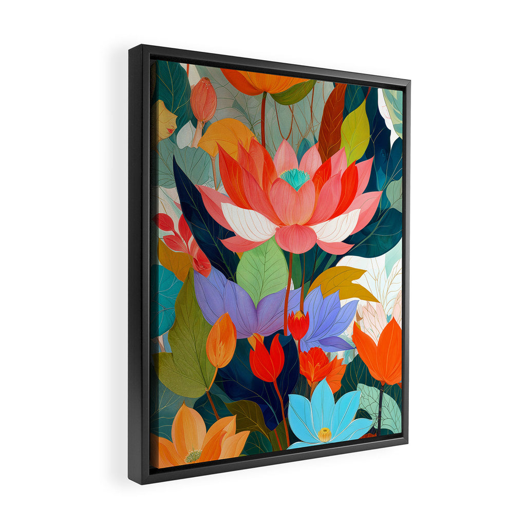The Velvet Garden, Pastel Floral Botanical Nature, Vintage Plants Illustration Flowers, Bohemian Eclectic Blossom Bloom Meadow Painting Framed Canvas Print Gallery Image 2
