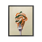 This Too Shall Pasta | Funny Quote Positivity Food Typography, Italian Illustration Noodles Growth Mindset Pastel Painting Framed Canvas Print Gallery Image 6