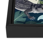 Three Crocodiles_Wildlife Jungle Animals Forest_Whimsical Scary Quirky Crocs_Eclectic Tropical Framed Canvas Print Gallery Image 3