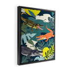 Three Crocodiles_Wildlife Jungle Animals Forest_Whimsical Scary Quirky Crocs_Eclectic Tropical Framed Canvas Print Gallery Image 2
