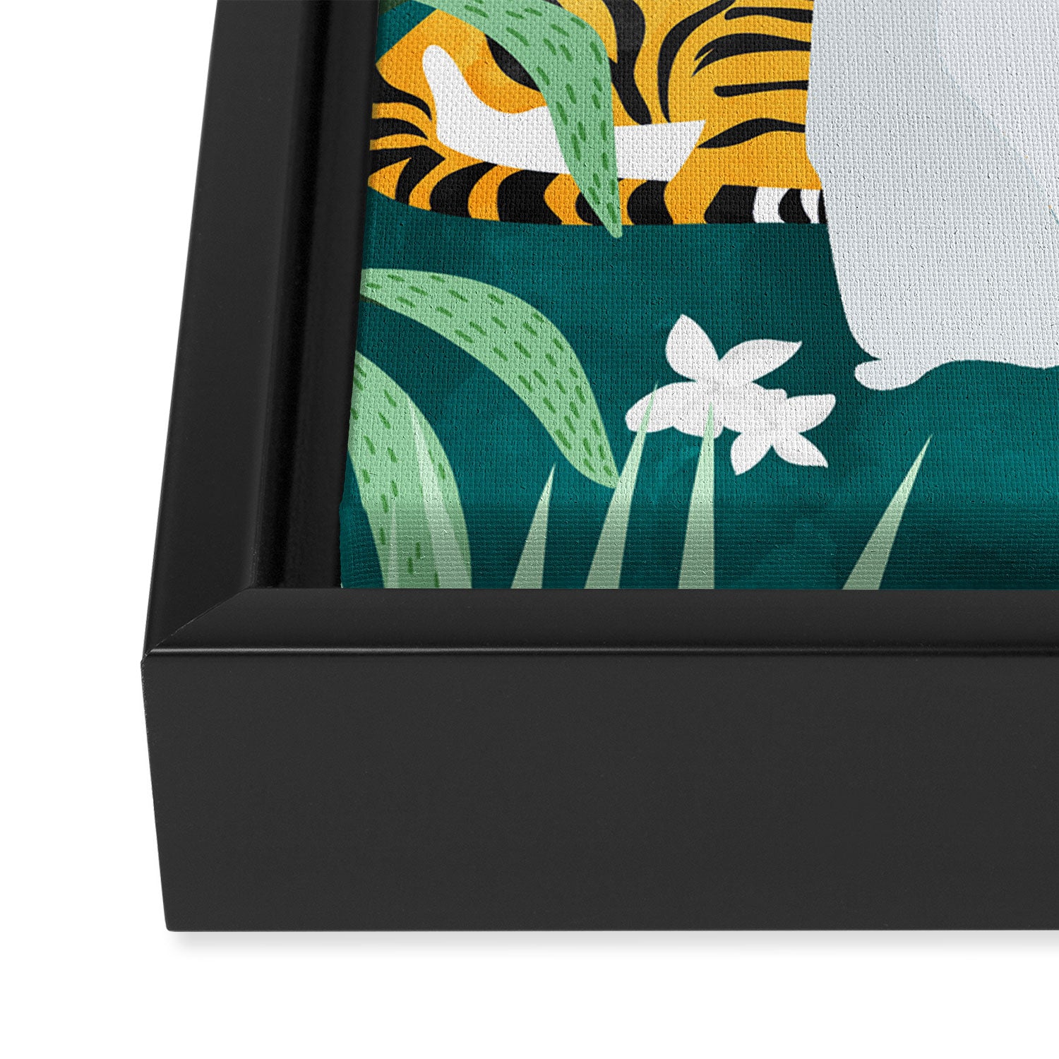 Tiger Camping, Wildlife Wild Jungle Illustration, Modern Bohemian Black Woman, Starry Night Moon Framed Canvas Print Gallery Image 3