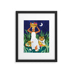 Tiger Camping, Wildlife Wild Jungle Illustration, Modern Bohemian Black Woman, Starry Night Moon Framed Art Print Gallery Image 5
