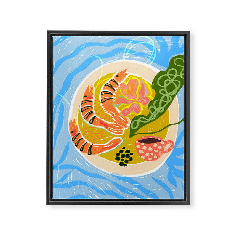 Tiger Shrimp Seafood Platter Framed Canvas Print Gallery Image 6