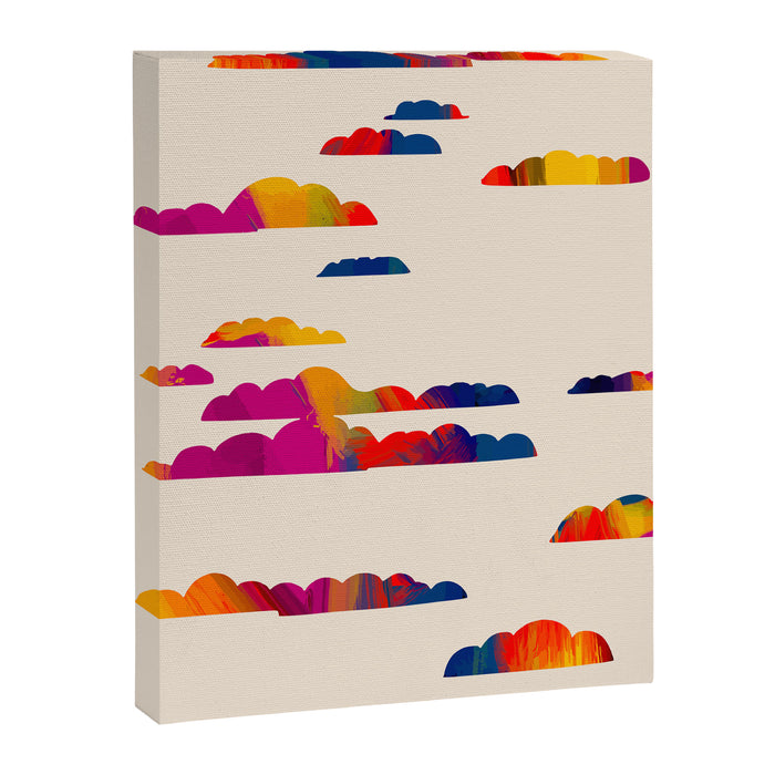 Totem Clouds, Colorful Sky Vibrant Eclectic Bohemian, Abstract Positivity Good Vibes Boho Contemporary Modern Painting Canvas Print Gallery Image 1